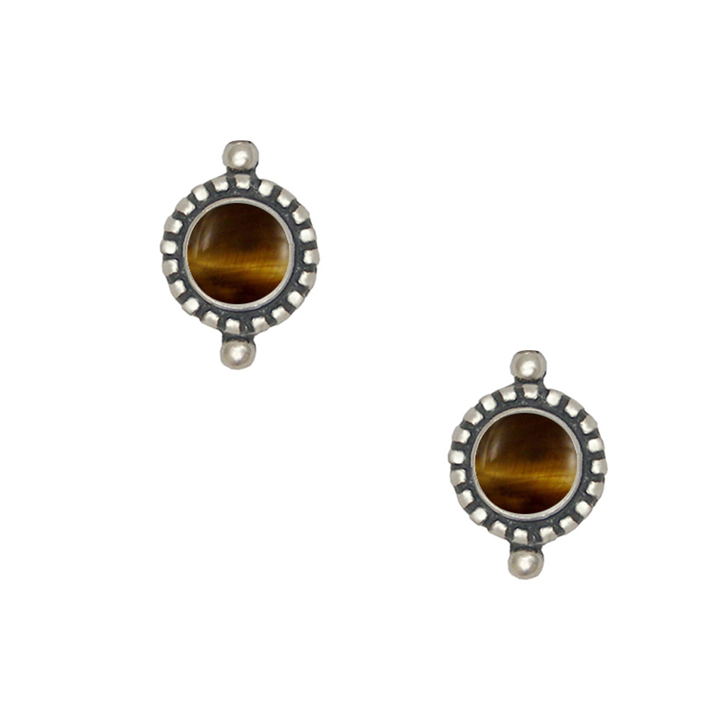 Sterling Silver Tiger Eye Post Stud Earrings